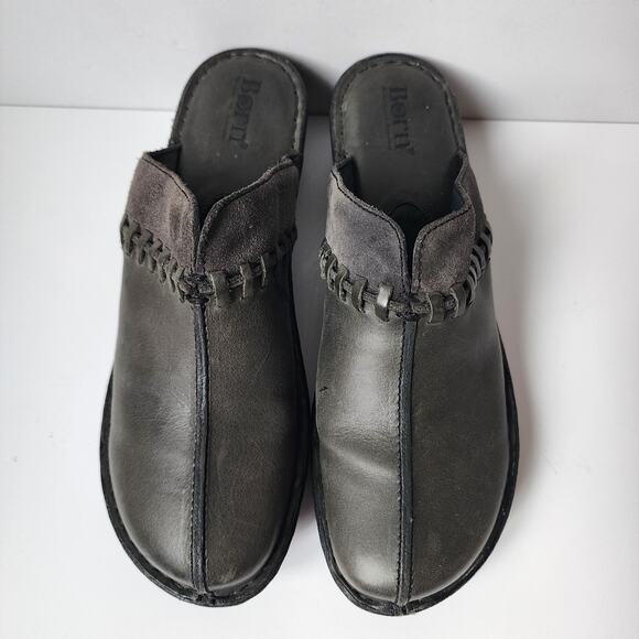 Born Ellendale Mules Womens Size 8-9 Gray Leather Sandals/Clog Slip On Shoes - Picture 5 of 9